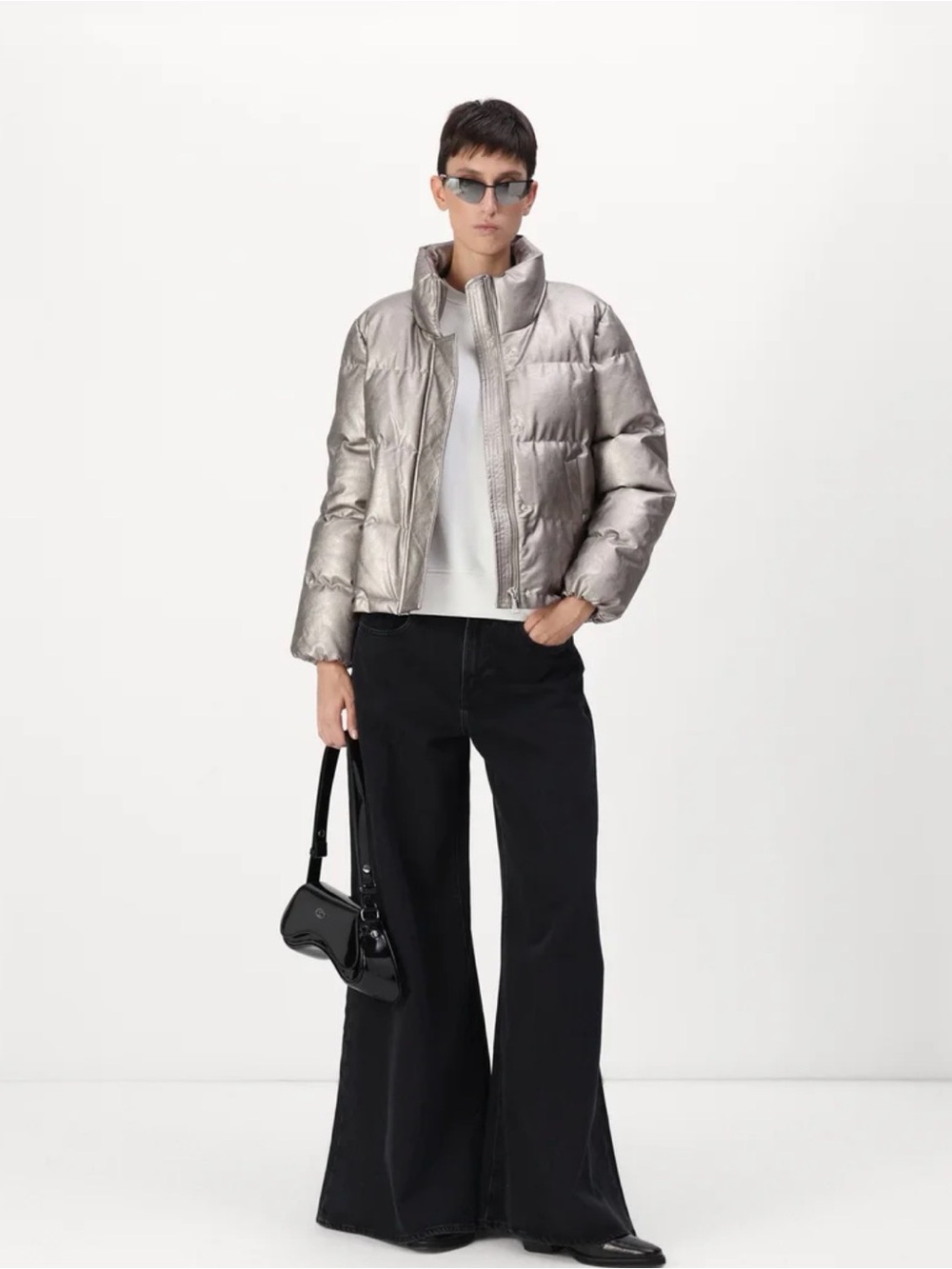 7 For All Mankind Silver Puffer Coat